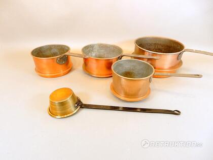 Kastruller i koppar, 5st