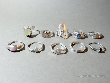 Ringar i silver, 9st, strl 53