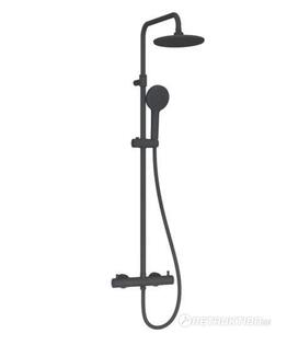 1st Takduschset Rund svart inkl. termostatbl.