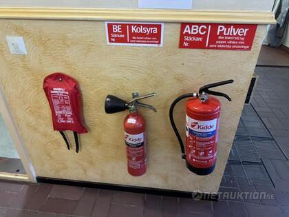 Brandsläckare och filt